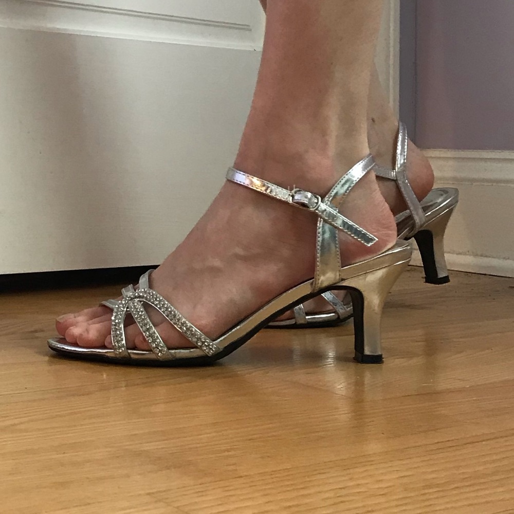 Short, silver heels